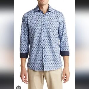 Tom Baine Comfort 4-Way Stretch Winkle Free Performance Dress Shirt NWT Size M